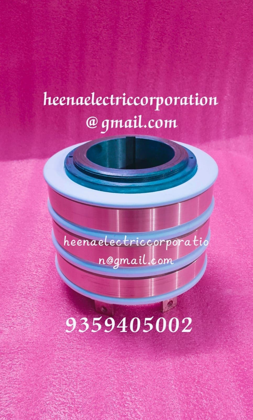 Top view of copper slip ring with keyed bore made by Heena Electric Corporation