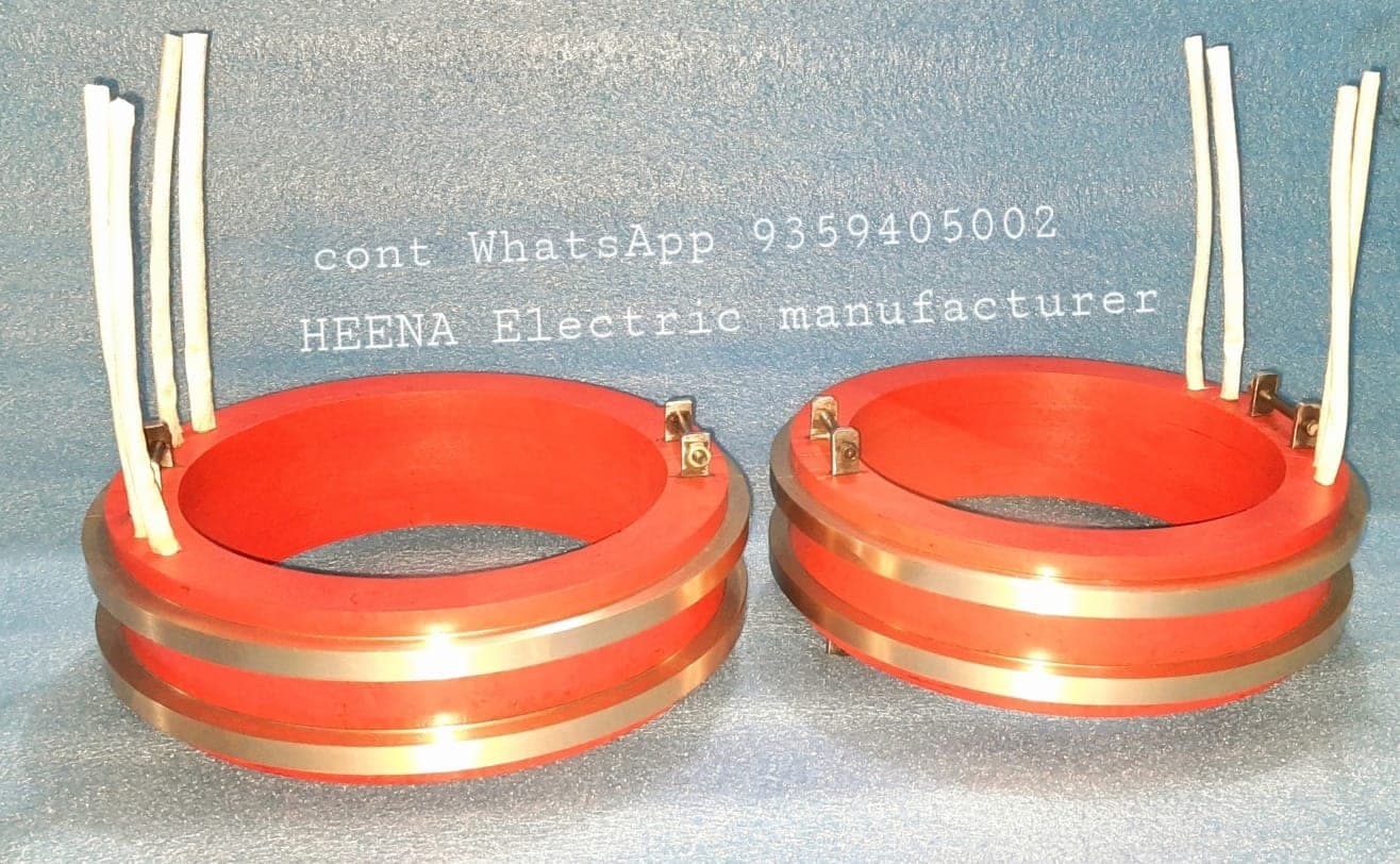 Pair of large diameter slip rings with flexible leads by Heena Electric manufacturer
