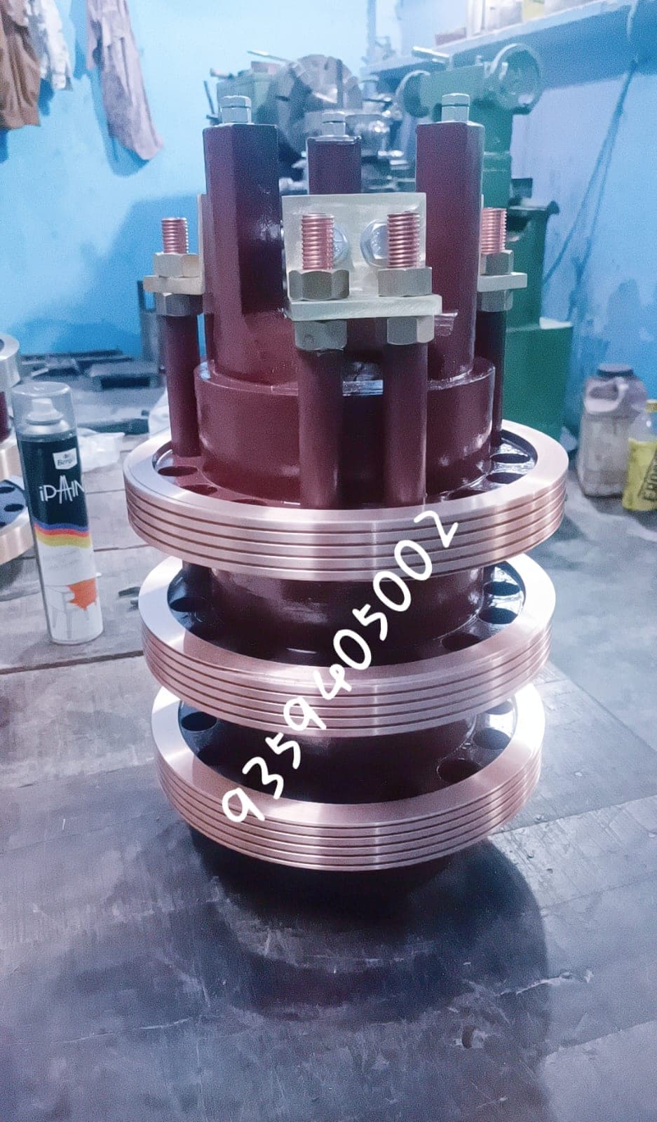 Slip ring assembly during production at the Heena Electric Corporation machining workshop