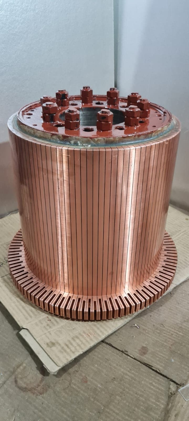 Large copper commutator for industrial DC motor manufactured by Heena Electric Corporation