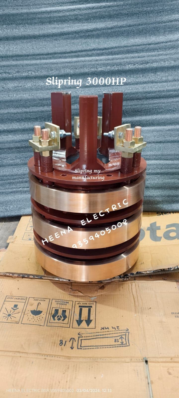 3000 HP slip ring assembly with copper rings and brass terminals manufactured by Heena Electric Corporation